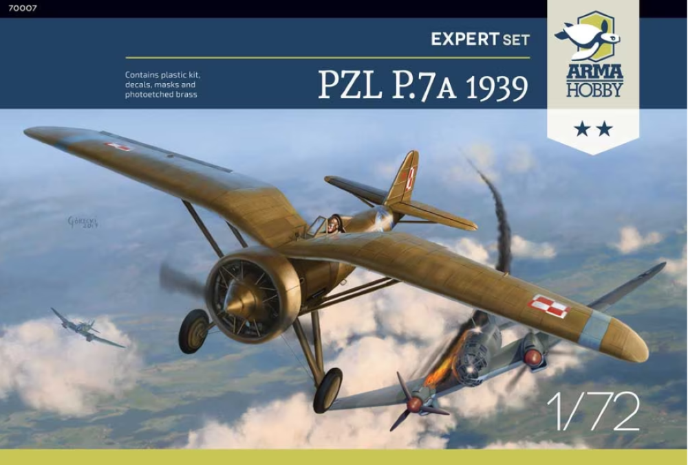Maqueta Avión PZL P.7a 1939 Expert Set Kit para montar Modelismo 1/72 Arma Hobby