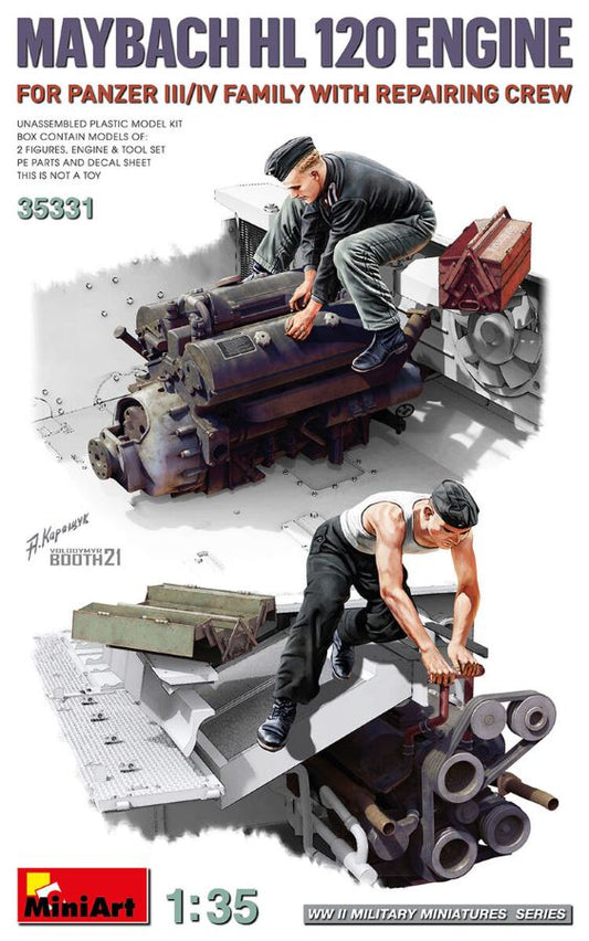 1/35 Maybach HL 120 Engine for Panzer III/IV Family with Repairing Crew de Miniart
