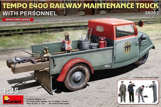 1/35 Tempo E400 railway maintenance truck with personnel. WWII
