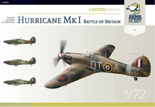 Maqueta Avión Hurricane Mk I Battle of Britain Kit para montar 1/72 Arma Hobby