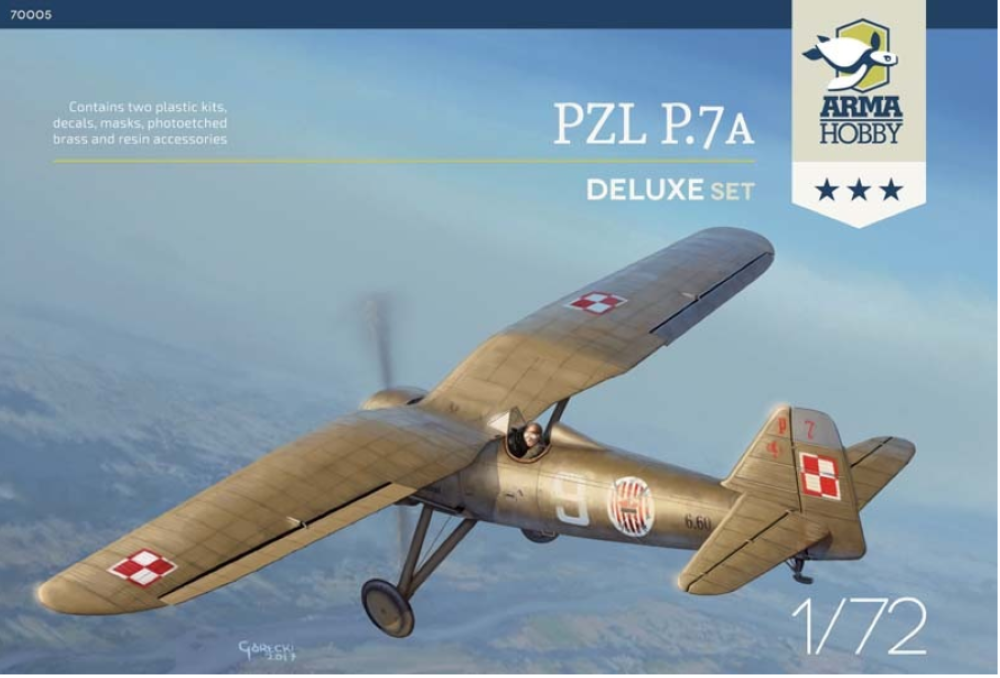 Maqueta Avión PZL P.7A Deluxe Set Kit para montar Modelismo 1/72 Arma Hobby