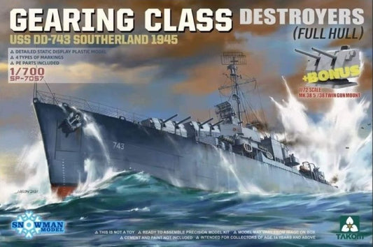 GEARING CLASS DESTROYER USS DD-743 SOUTHERLAND 1945. Maqueta de Barco
