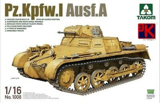 Maqueta Tanque Alemán Segunda Guerra Mundial. 1/16 Pz.Kpfw.I Ausf.A WWII.